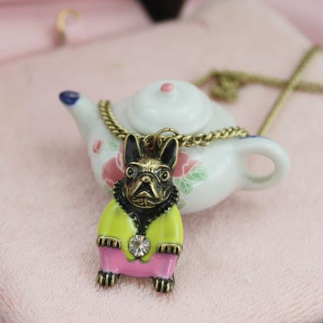 Cute Shar Pei necklace, Yellow