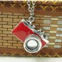 Retro style camera necklace, Red
