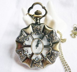Six Rose pocket watch necklace