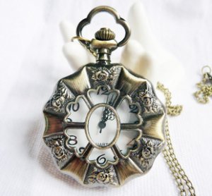 Six Rose pocket watch necklace