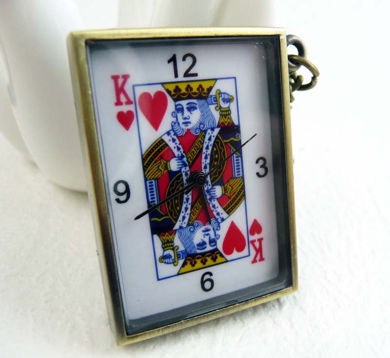 Poker pocket watch necklace