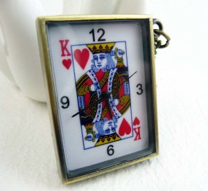 Poker pocket watch necklace
