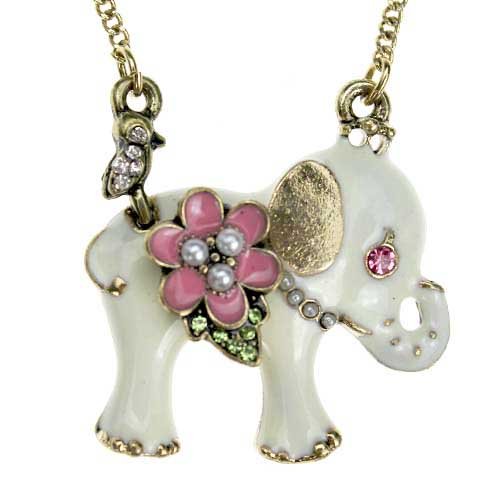 White Small elephant necklace