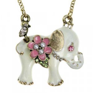 White Small elephant necklace