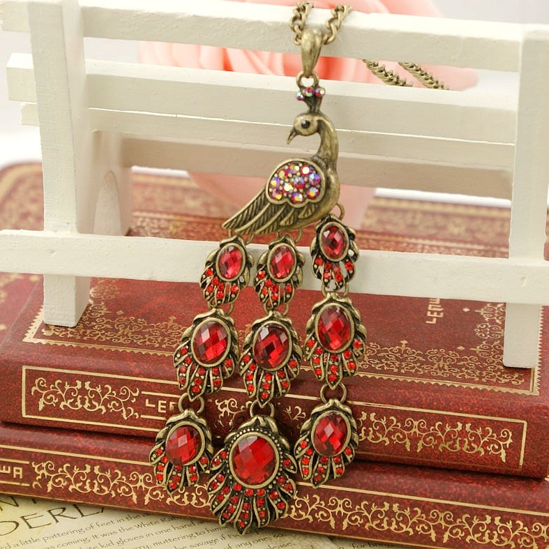 Retro necklace peacock BZ183