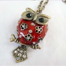Fat belly owl necklace, Red