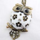 Fat belly owl necklace, white