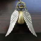 Enchanted Golden Snitch Ball Locket WATCH with silver Wings from Harry Potter BZ36