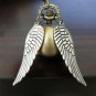 Enchanted Golden Snitch Ball Locket WATCH with silver Wings from Harry Potter BZ36
