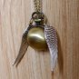 Enchanted Golden Snitch Ball Locket WATCH with silver Wings from Harry Potter BZ36