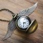 Enchanted Golden Snitch Ball Locket WATCH with silver Wings from Harry Potter BZ36