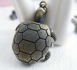 Retro Sea turtle pocket watch necklace