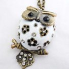 Fat belly owl necklace, white