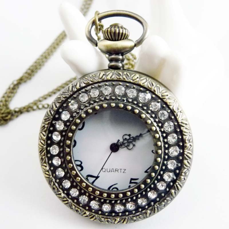 swarovski crystals Pocket watch Necklace