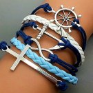 Cross Bracelet-Infinity Bracelet -Anchor Bracelet- Rudder Bracelet-Silver Charm Cute Bracelet
