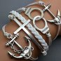 Anchor-Cross - Love -Handcuff -Anchor Bracelet-Silver Charm Bracelet