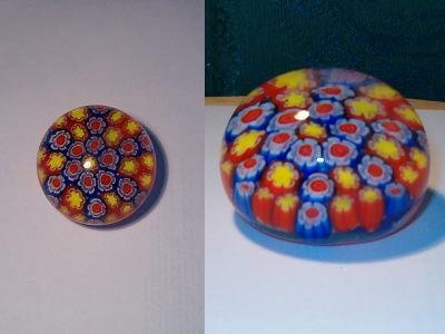 NEW Glass Patchwork Flowers Design Paperweight-Pretty