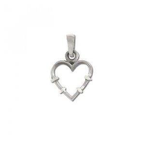 Sterling Silver Diamond Cut Heart with Thorns Pendant