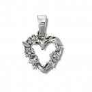 Sterling Silver Heart Flower Wreath Pendant