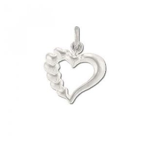 Sterling Silver Open Heart with Tiered Hearts Pendant