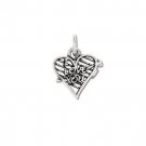 Sterling Silver I Love You Arrow Pierced Heart Pendant