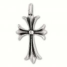 Sterling Silver Oxidize Flute Cross Pendant