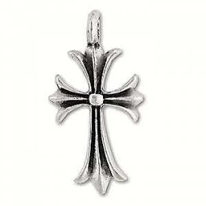Sterling Silver Oxidize Flute Cross Pendant