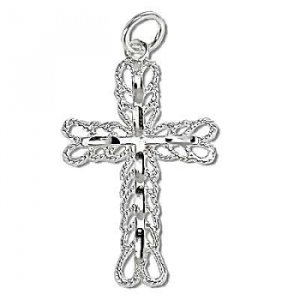 Sterling Silver Diamond Cut Filigree Cross