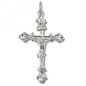 Sterling Silver Diamond Cut Crucifix Pendant