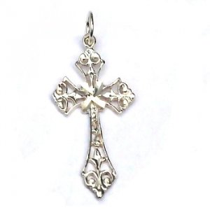 Sterling Silver Diamond Cut Filigree Cross Pendant