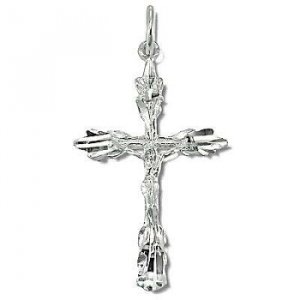 Sterling Silver Diamond Cut Crucifix Pendant