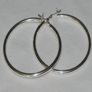 Sterling Silver Italian Pin Catch Hoop Earrings