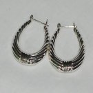 Sterling Silver Pair Shrimp Hoop Earrings