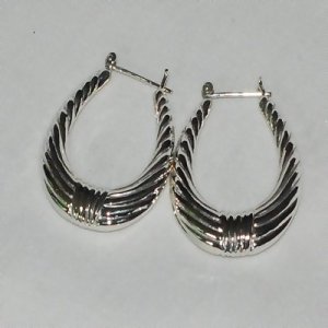 Sterling Silver Pair Shrimp Hoop Earrings