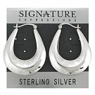 Sterling Silver Contemporary U Safety Pin Catch Hoops Earrings