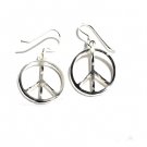 Sterling Silver Diamond Cut Peace Symbol Dangle Earrings