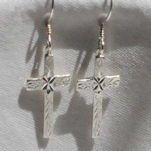 Sterling Silver Dangle Cross Earrings