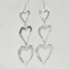Sterling Silver Triple Heart Dangle Earrings