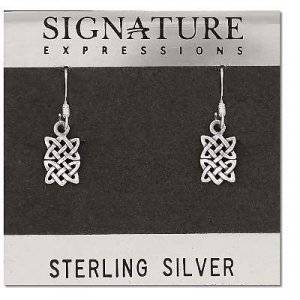 Sterling Silver with a small rectangle celtic dangle earrings