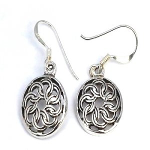 Sterling Silver Celtic knotted Shield Dangle Earrings