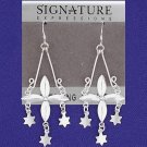 Sterling Silver Cross with Star Dangle Earrings