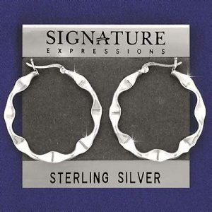 Sterling Silver Twisted Wavy Ribbon Hoop Earrings