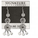 Sterling Silver Inlaid Onyx Mutli Ethnic Dangle Earrings