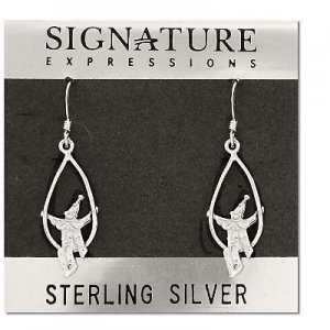 Sterling Silver Clown On Swing Dangle Earrings