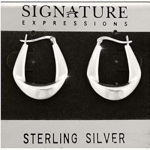 Sterling Silver Single Fold Wedge Hoop Earrings