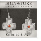 Sterling Silver SouthWest Cross with Stone in Center Earrings