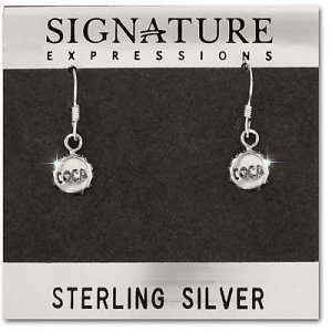 Sterling Silver Coca Bottle Cap Earrings