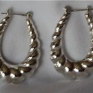 Sterling Silver Pair Shrimp Hoop Earrings