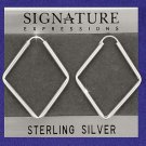 Sterling Silver Diamond Shaped Rhombus Hoop Earrings