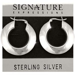 Sterling Silver Round Wide Puffed Hoop Earrings